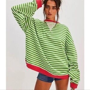 NWT Free People Classic Striped Oversized Crewneck